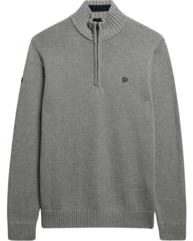 SUPERDRY PULL HOMME COL MONTANT AVEC DEMI-ZIP GRIS NAN