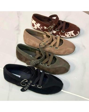 BUBBLE BOBBLE RY79 BAILARINAS PLANAS ANIMAL PRINT PARA MUJER NEGRO