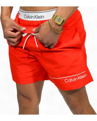 MAILLOT DE BAIN CALVIN KLEIN ROUGE À DOUBLE CEINTURE