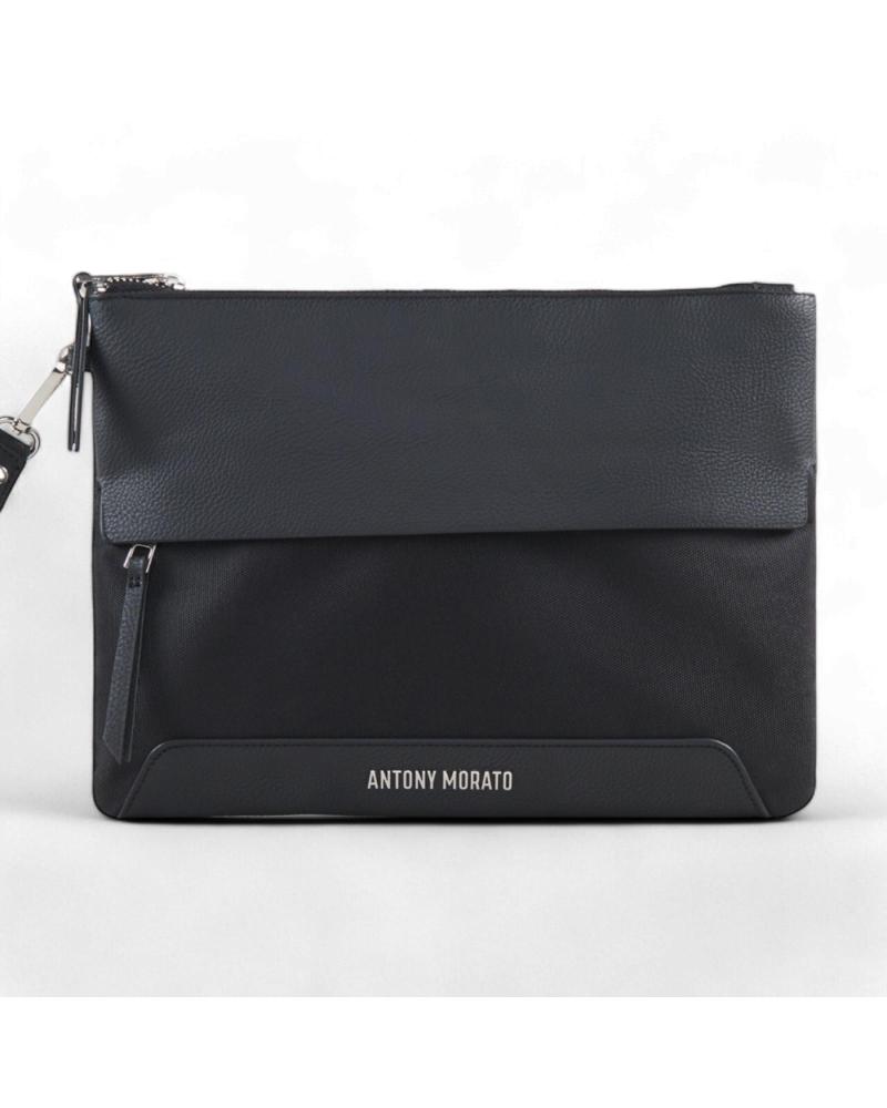 ANTONY MORATO BOLSO RECTANGULAR NEGRO DE NAILON Y ECOPIEL
