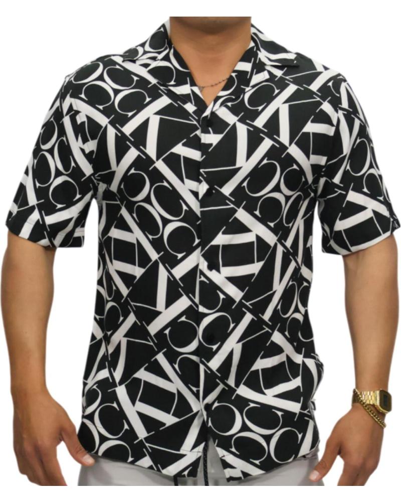CALVIN KLEIN CAMISA DE PLAYA ESTAMPADA MONOGRAMA NEGRO