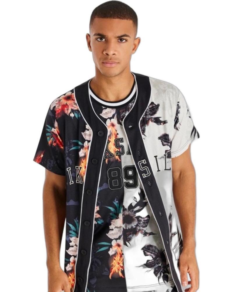 SIKSILK CAMISA BASEBALL PRINT NEGRO