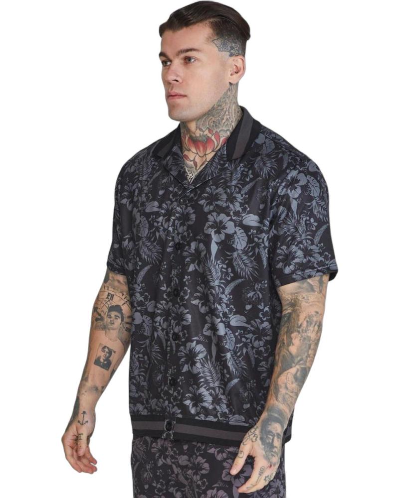 SIKSILK CAMISA DE BOLOS FLORAL NEGRO