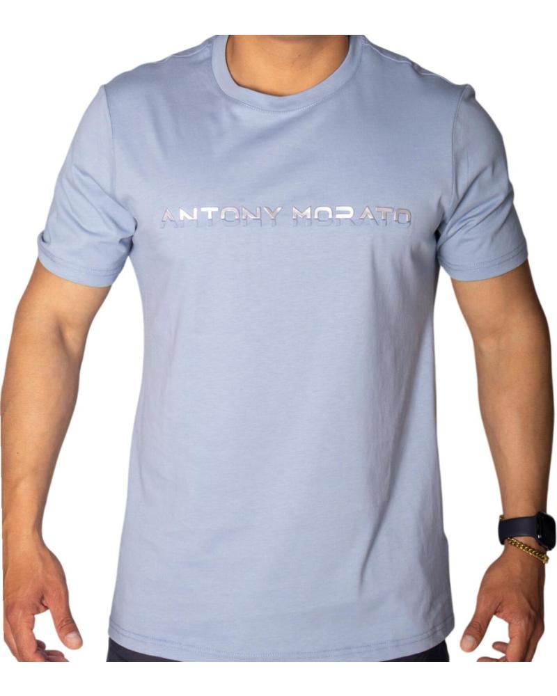ANTONY MORATO CAMISETA DE ALGODON AZUL SKY ESTAMPADO LAMINADO PLATA