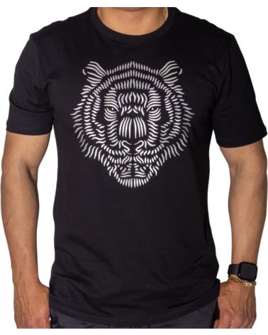 ANTONY MORATO BLACK COTTON T-SHIRT WITH SILVER LION PRINT