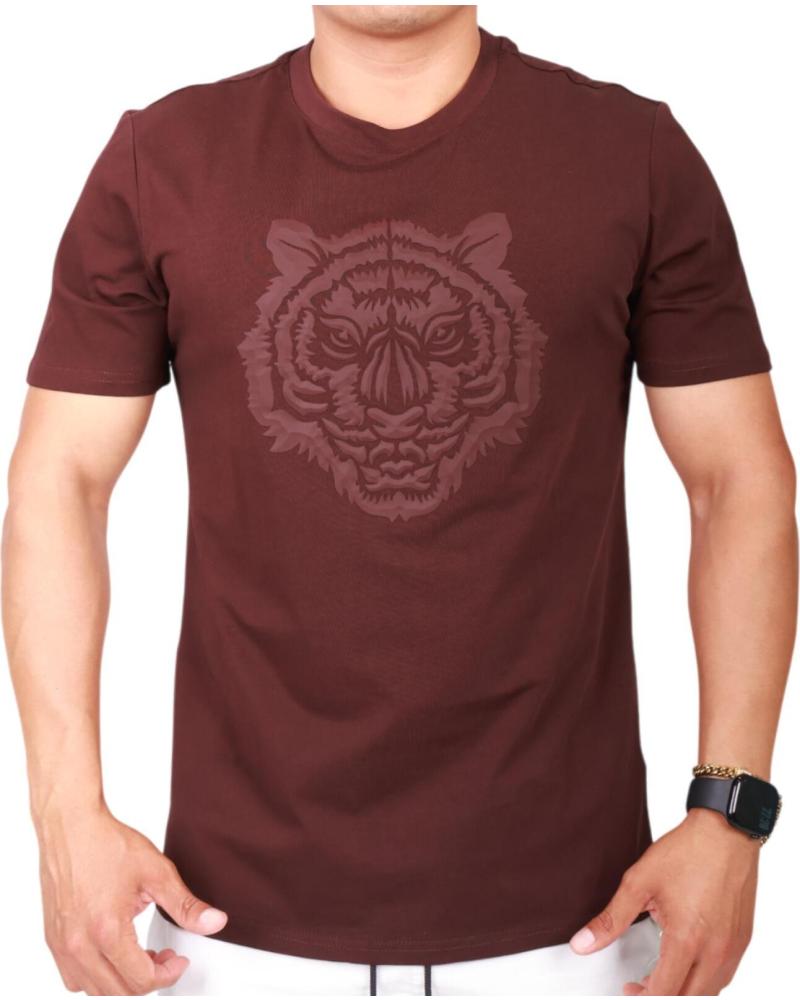 ANTONY MORATO COTTON T-SHIRT WITH TIGER PRINT BURGUNDY