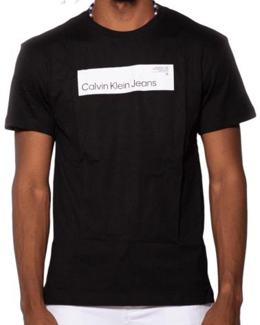 CALVIN KLEIN BAUMWOLL-T-SHIRT SCHWARZ MIT MONOGRAMM-LOGO