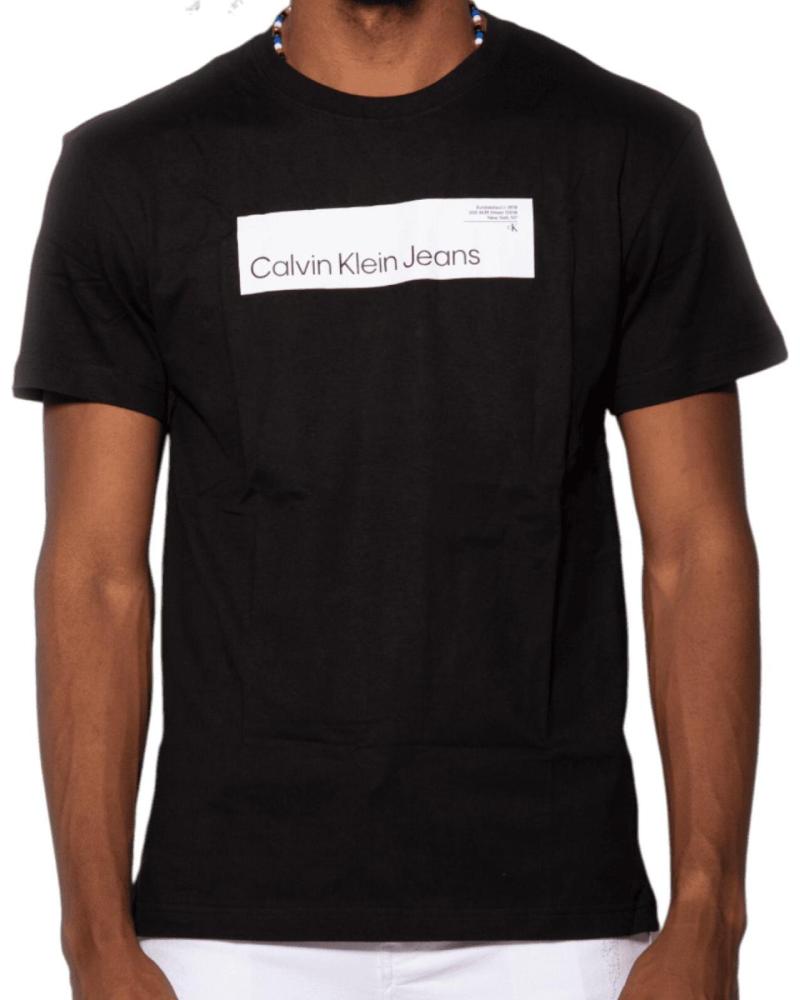 CALVIN KLEIN BAUMWOLL-T-SHIRT SCHWARZ MIT MONOGRAMM-LOGO
