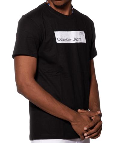 CALVIN KLEIN BAUMWOLL-T-SHIRT SCHWARZ MIT MONOGRAMM-LOGO