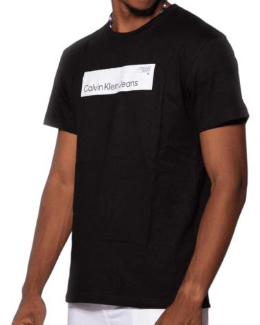 CALVIN KLEIN BAUMWOLL-T-SHIRT SCHWARZ MIT MONOGRAMM-LOGO