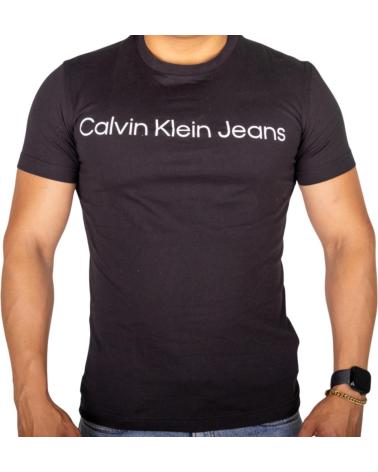 CALVIN KLEIN JEANS T-SHIRT LOGO WEISS AUF SCHWARZ