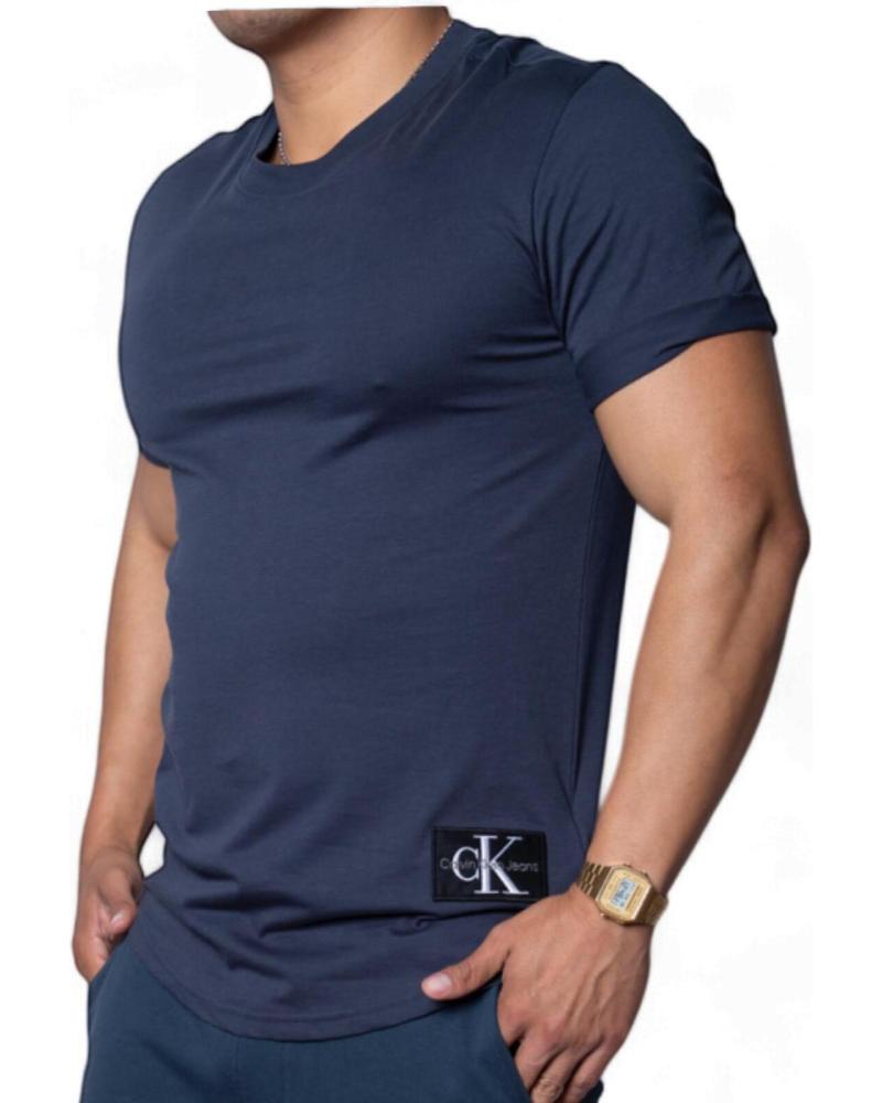 CALVIN KLEIN MARINEBLAUES T-SHIRT MIT CK-EMBLEM