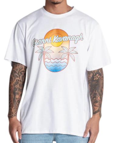 GIANNI KAVANAGH CAMISETA OVERSIZE TROPICANA BLANCO