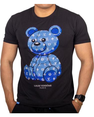 LOUIS VENDOME PARIS CAMISETA LOUIS VENDOME OSO STREET CON PEDRERIA NEGRO Y AZUL