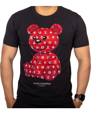 LOUIS VENDOME PARIS CAMISETA LOUIS VENDOME OSO STREET CON PEDRERIA NEGRO Y ROJO