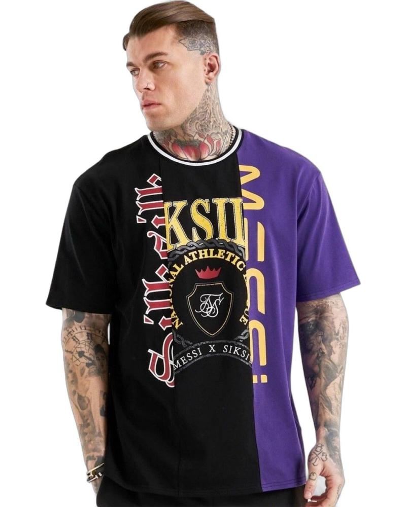 SIKSILK CAMISETA X MESSI RETRO VARSITY NEGRO MORADO SIKSILK CAMISETA X MESSI RETRO VARSITY NEGRO MORADO