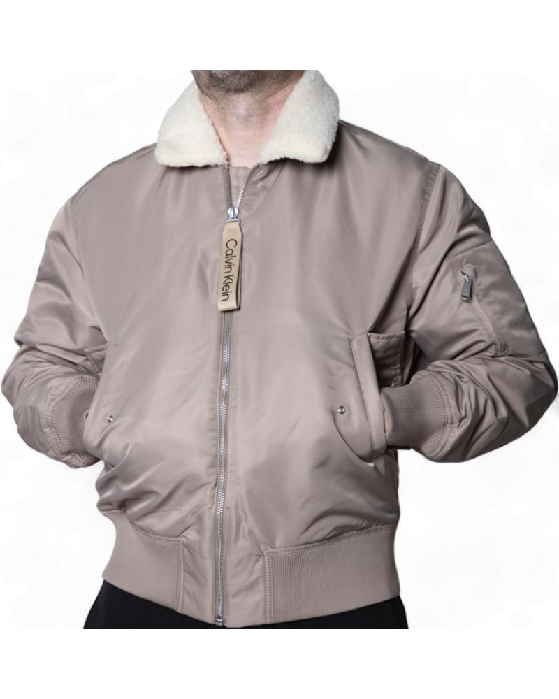 CALVIN KLEIN CHAQUETA DE AVIADOR DE NAILON MARRON