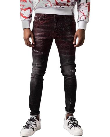 GEORGE V PARIS JEANS CON TACHUELAS NEGRO Y ROJO