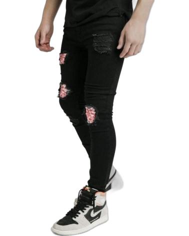 SIKSILK JEANS ILLUSIVE LONDON NINO CON PARCHE DISTRESSED FLORAL NEGR