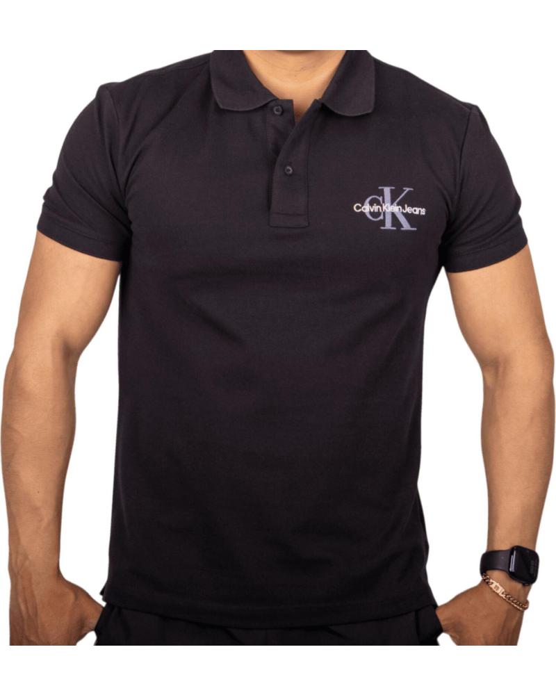 CALVIN KLEIN POLO JEANS BASIC LOGO NEGRO LOGO CELESTE
