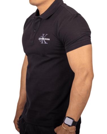 CALVIN KLEIN POLO JEANS BASIC LOGO NEGRO LOGO CELESTE