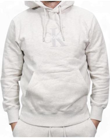 CALVIN KLEIN SUDADERA CON CAPUCHA DE CHENILLA CON MONOGRAMA GRIS