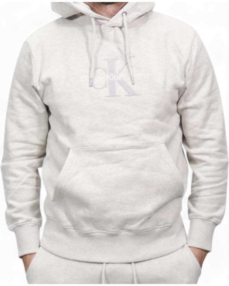 CALVIN KLEIN SUDADERA CON CAPUCHA DE CHENILLA CON MONOGRAMA GRIS