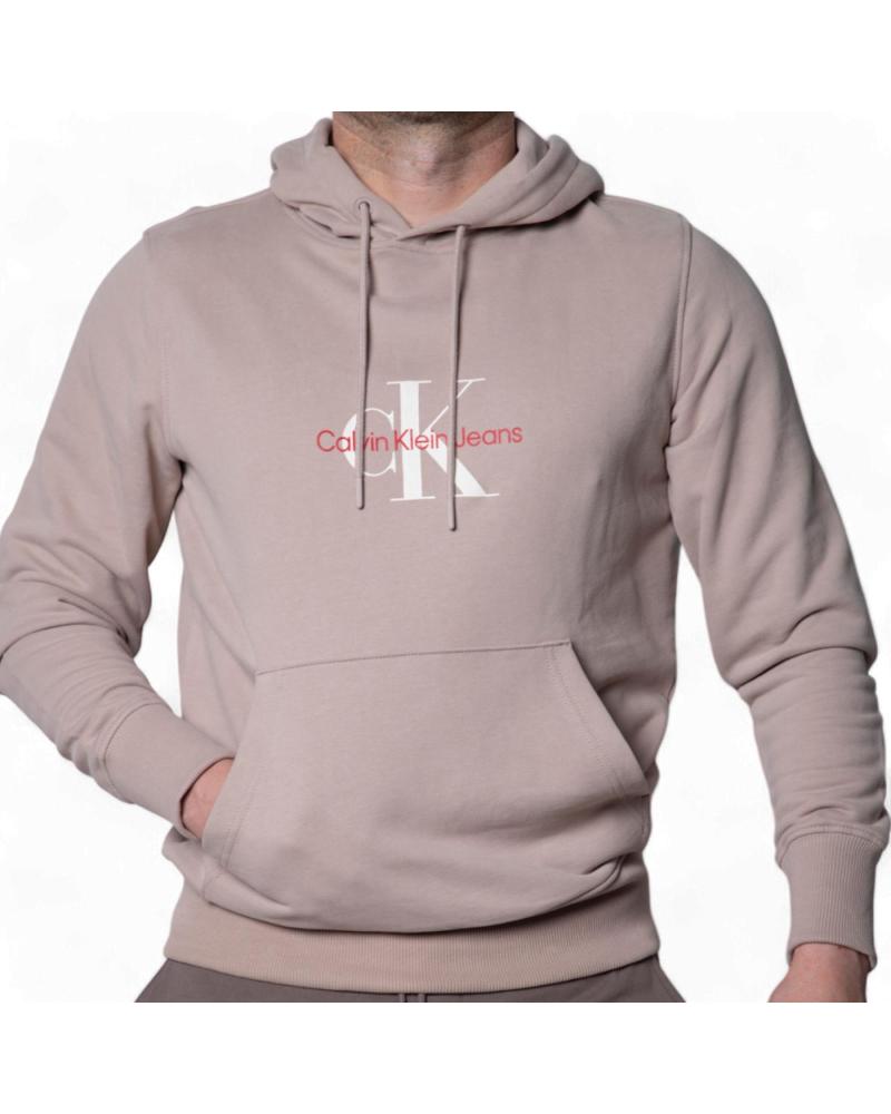 CALVIN KLEIN SUDADERA CON CAPUCHA BASICA MONOLOGO BEIGE