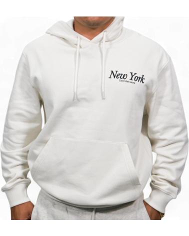 CALVIN KLEIN SUDADERA CON CAPUCHA BLANCO ROTO CON LOGO NEW YORK