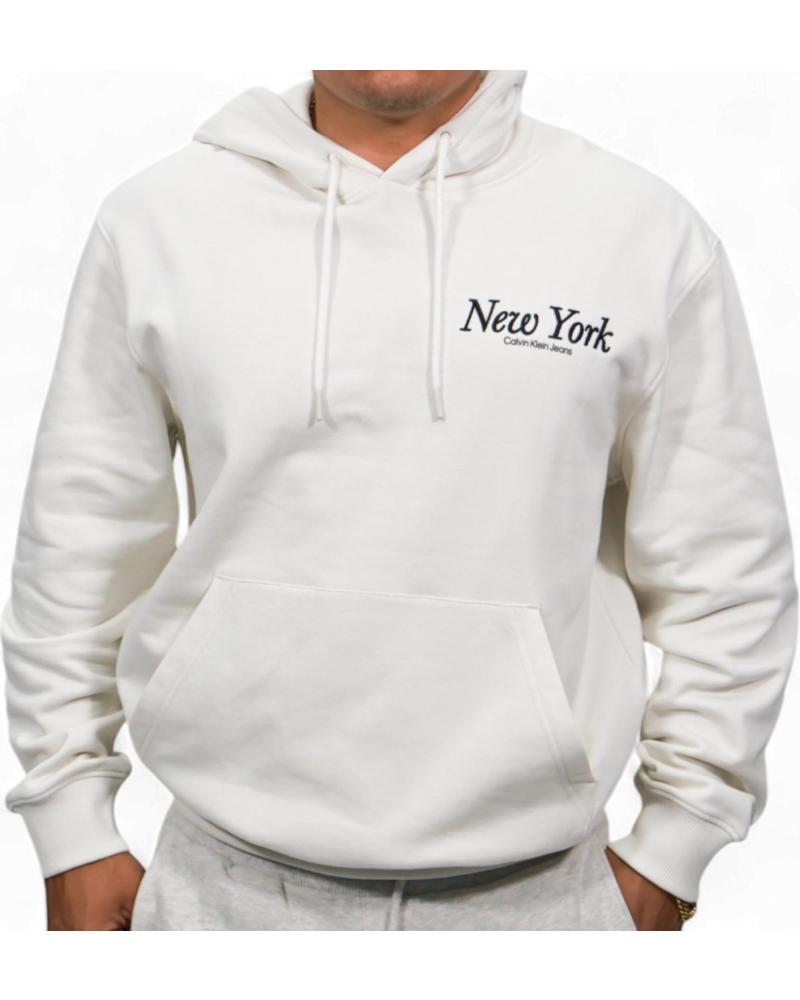 CALVIN KLEIN SUDADERA CON CAPUCHA BLANCO ROTO CON LOGO NEW YORK