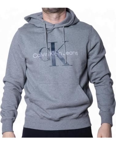 CALVIN KLEIN SUDADERA CON CAPUCHA GRIS CON MONOLOGO