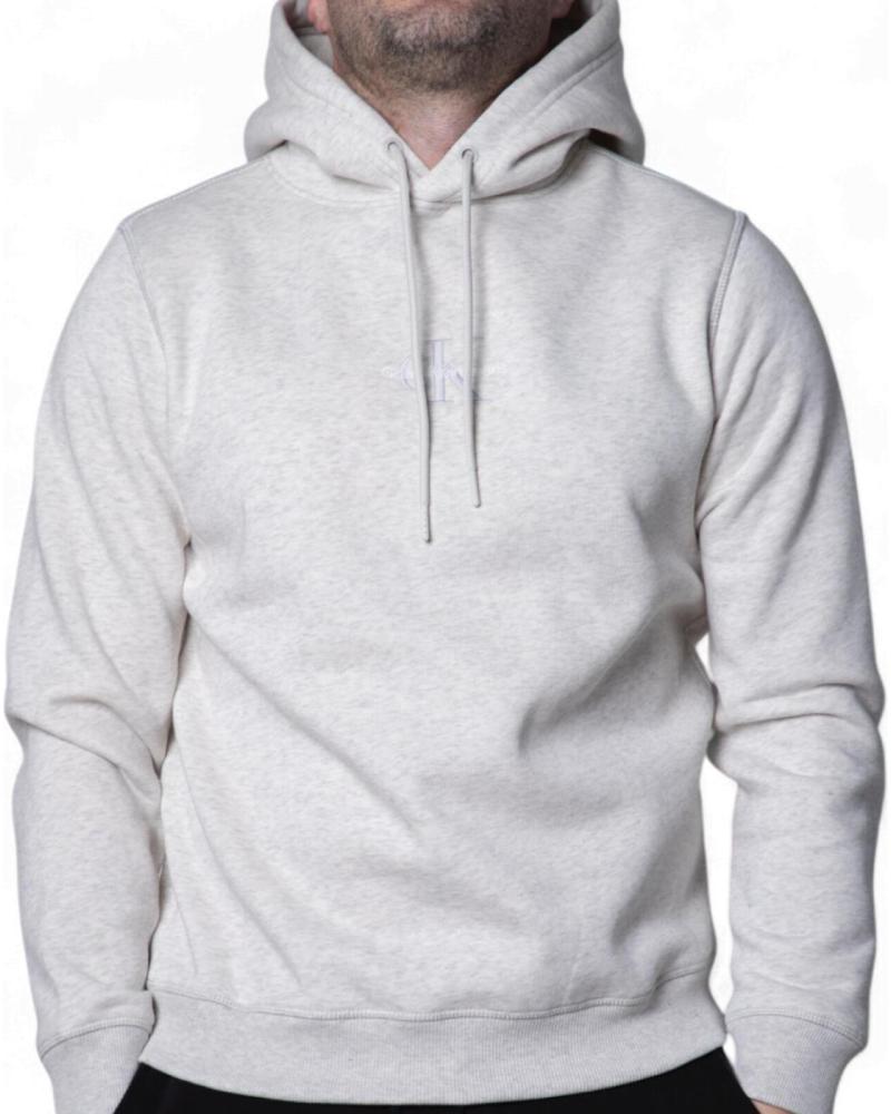CALVIN KLEIN SUDADERA CON CAPUCHA GRIS Y MONOGRAMA