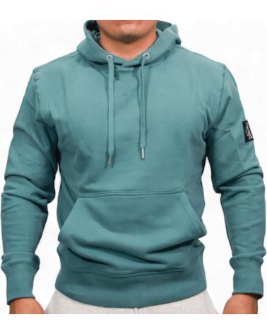 CALVIN KLEIN SUDADERA CON CAPUCHA VERDE CON PLACA EN BRAZO