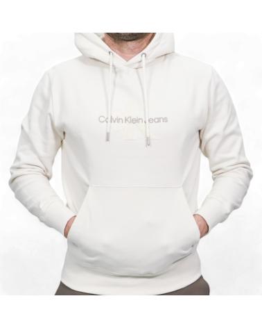 CALVIN KLEIN SUDADERA DE CHENILLA CON CAPUCHA BLANCO ROTO