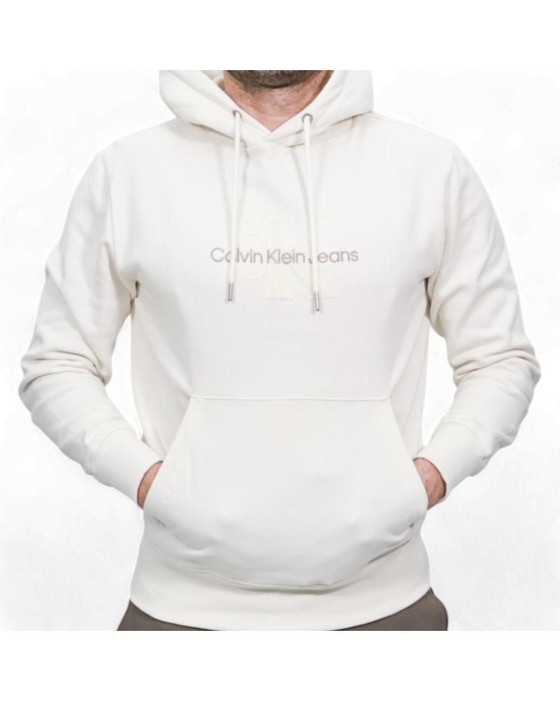 CALVIN KLEIN SUDADERA DE CHENILLA CON CAPUCHA BLANCO ROTO