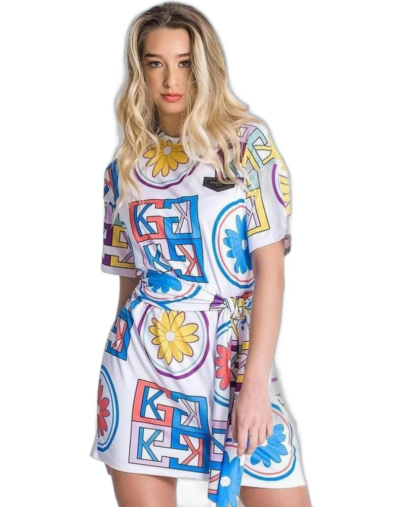 KURZES GIANNI KAVANAGH KLEID TILES MEHRFARBIG WEISS