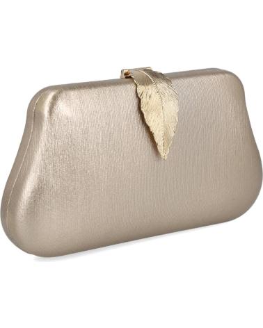 CARTERA DE FIESTA BUBBLE BOBBLE CAVA CON CIERRE HOJA DORADA 20579 CAVA