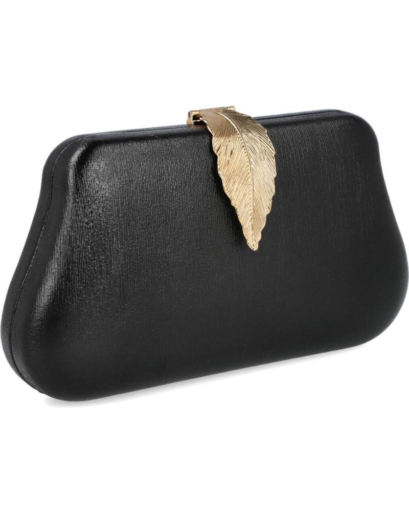 BUBBLE BOBBLE 20579 - SCHWARZE ABENDTASCHE MIT GOLDENEM BLATTVERSCHLUSS NEGRO