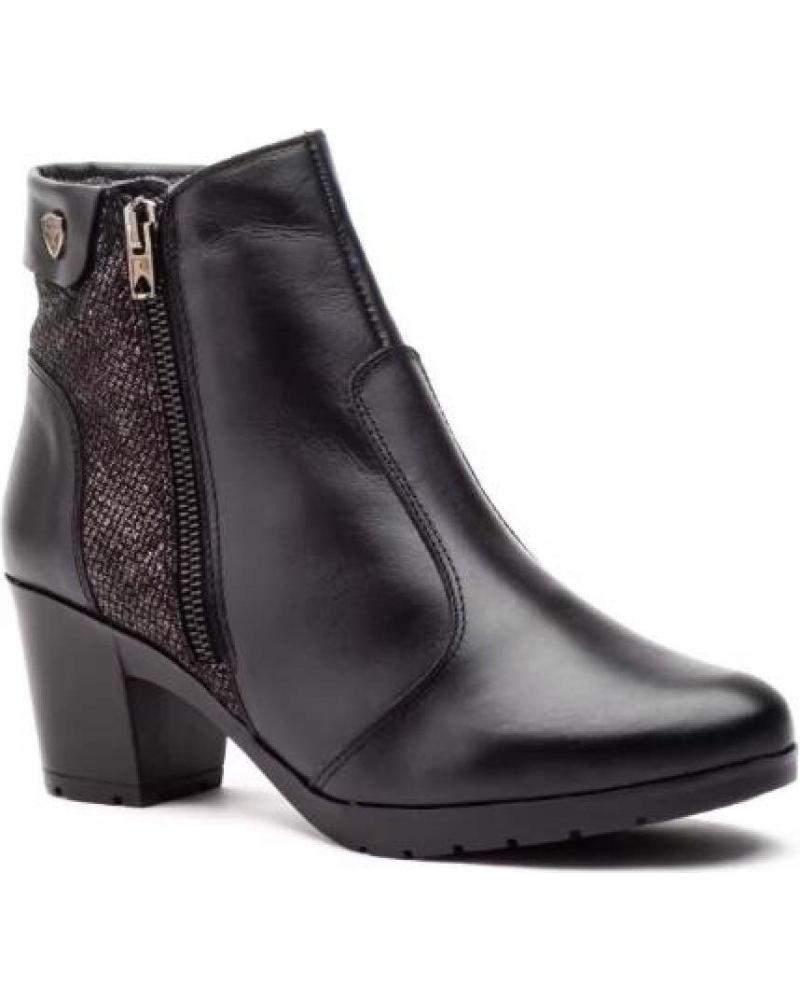 JAM BOTINES DE PIEL PARA MUJER CON TACON COMODO Y CREMALLERA TAL NEGRO