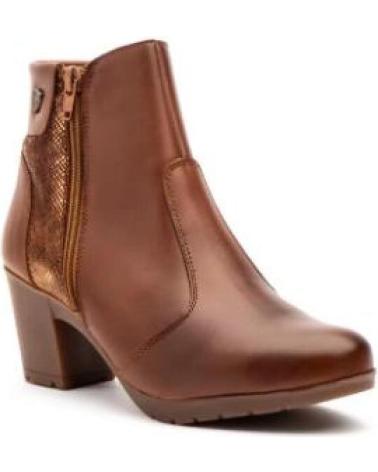 JAM BOTINES DE PIEL PARA MUJER CON TACON COMODO Y CREMALLERA TAL MARRóN