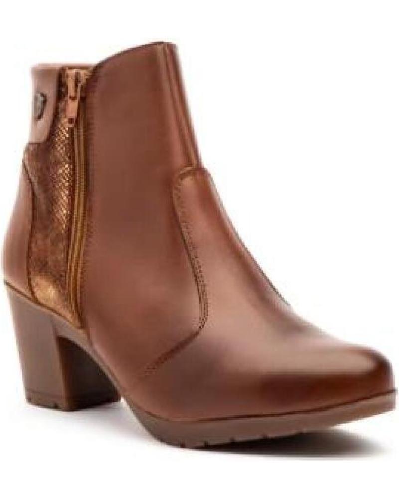 JAM BOTINES DE PIEL PARA MUJER CON TACON COMODO Y CREMALLERA TAL MARRóN