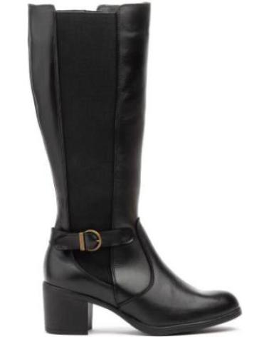 JAM BOTAS ALTAS DE PIEL PARA MUJER CON TACON Y HEBILLA TALLAS 36 NEGRO