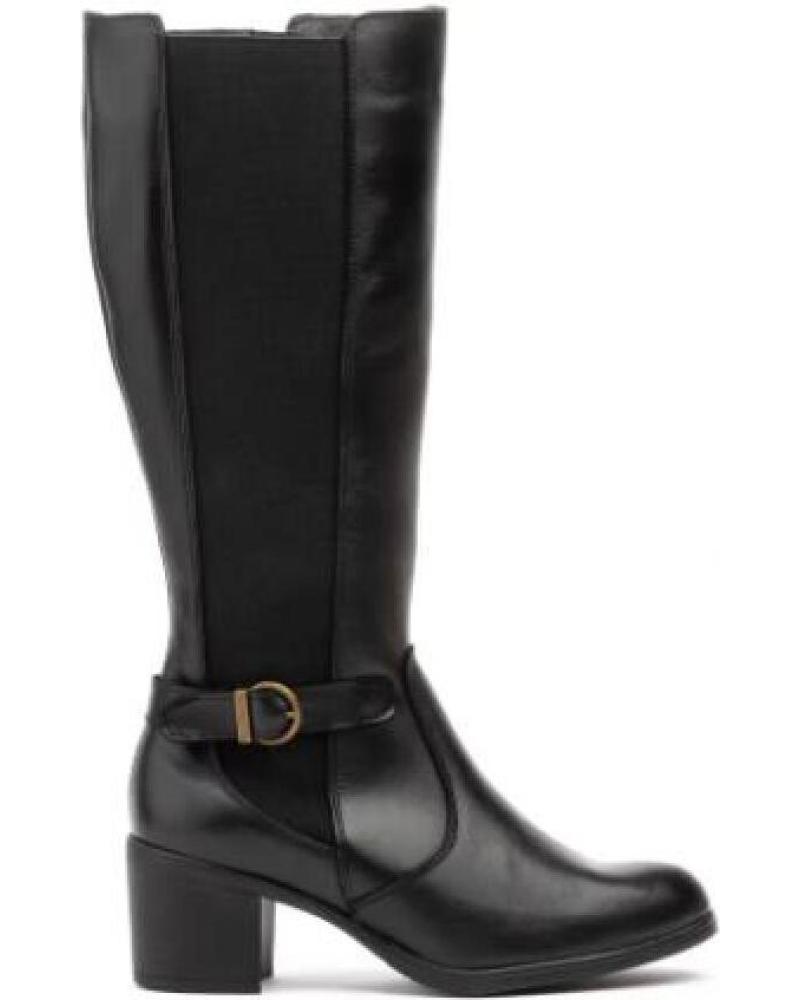 JAM BOTAS ALTAS DE PIEL PARA MUJER CON TACON Y HEBILLA TALLAS 36 NEGRO