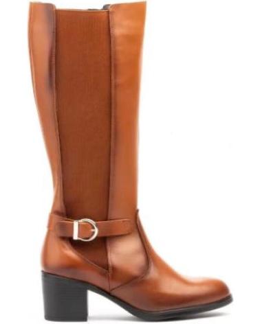 JAM BOTAS ALTAS DE PIEL PARA MUJER CON TACON Y HEBILLA TALLAS 36 MARRóN