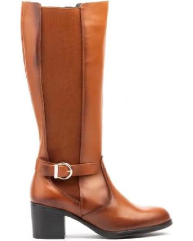 JAM BOTAS ALTAS DE PIEL PARA MUJER CON TACON Y HEBILLA TALLAS 36 MARRóN