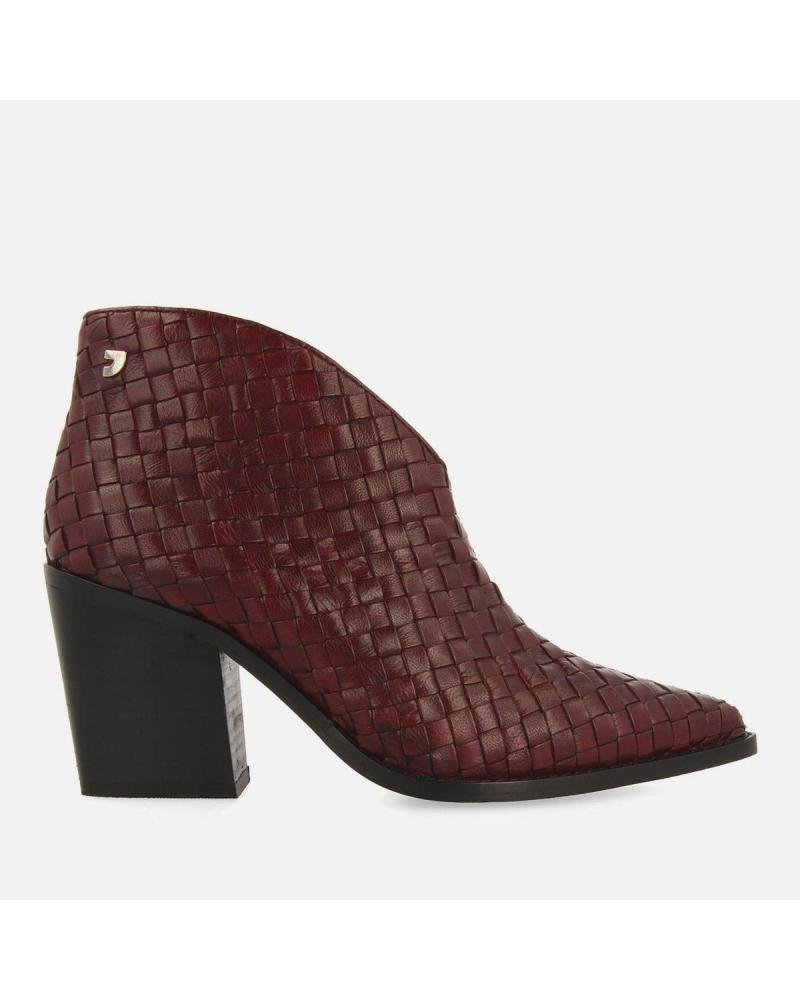 BOTINES GIOSEPPO TAMASI 73572 GRANATE CON TACÓN Y DISEÑO TRENZADO DE PIEL GRANATE