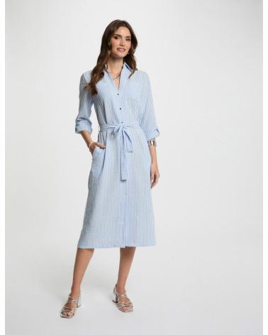 ROBE DROITE RAYÉE MORGAN 251-RCIL BLEUE AZUL