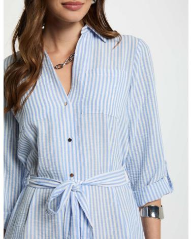 ROBE DROITE RAYÉE MORGAN 251-RCIL BLEUE AZUL