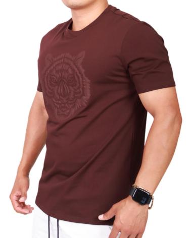 ANTONY MORATO COTTON T-SHIRT WITH TIGER PRINT BURGUNDY