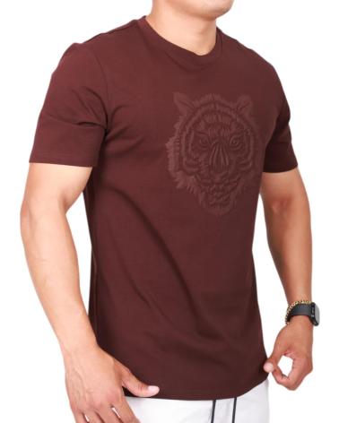 ANTONY MORATO COTTON T-SHIRT WITH TIGER PRINT BURGUNDY
